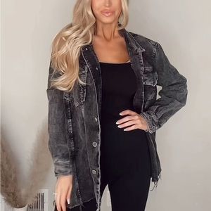 Black corduroy shacket